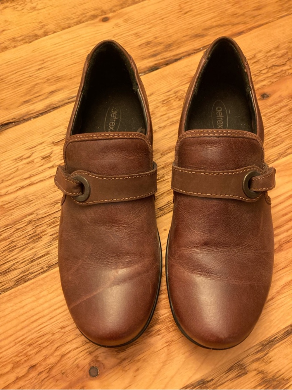 Aetrex Brown Slip-On Leather Loafers